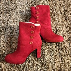 Olivianna Red Heel Ankle Boots. NEW.